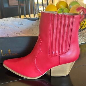 Lulu's Bold Red Ankle Booties